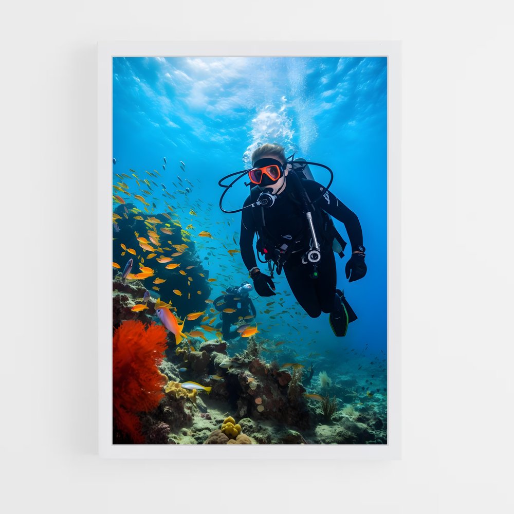 Poster Plongée Colorée – affiche Plongeon depuis une plateforme (vue 3)